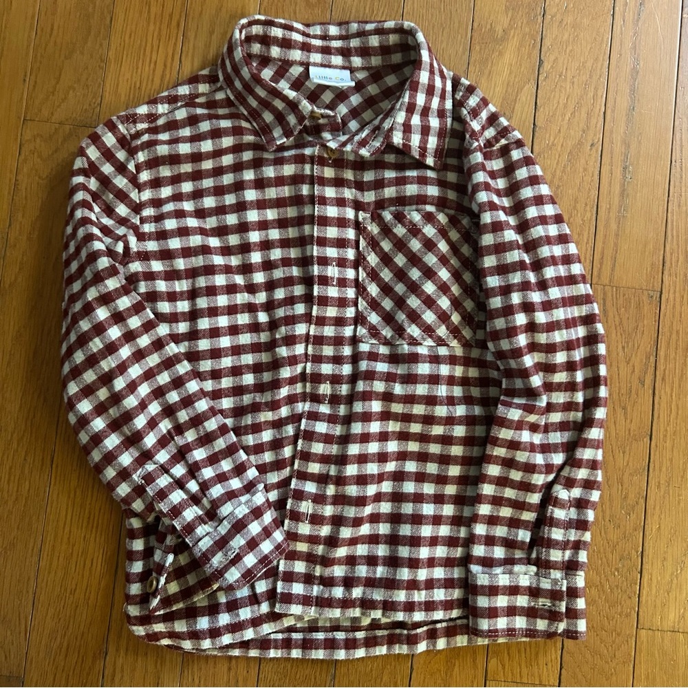 Red and White Checkered Button-Up Shirt 5T